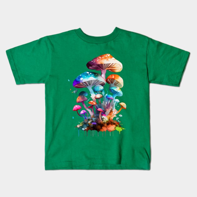 Magic mushrooms group Kids T-Shirt by KOTOdesign